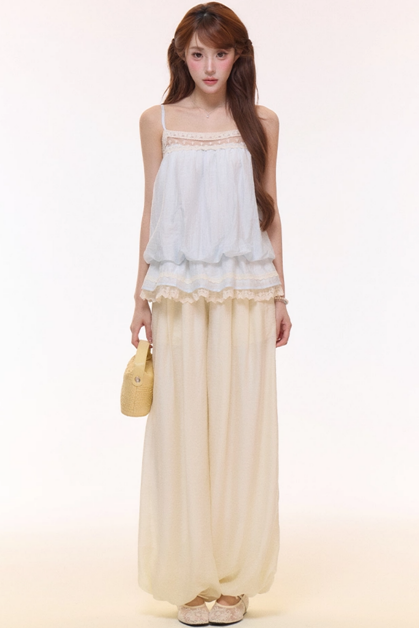 Embroidered Lace Balloon Pants Set-Up