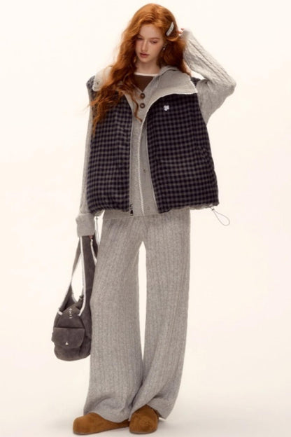 Reversible Plaid Lace Vest