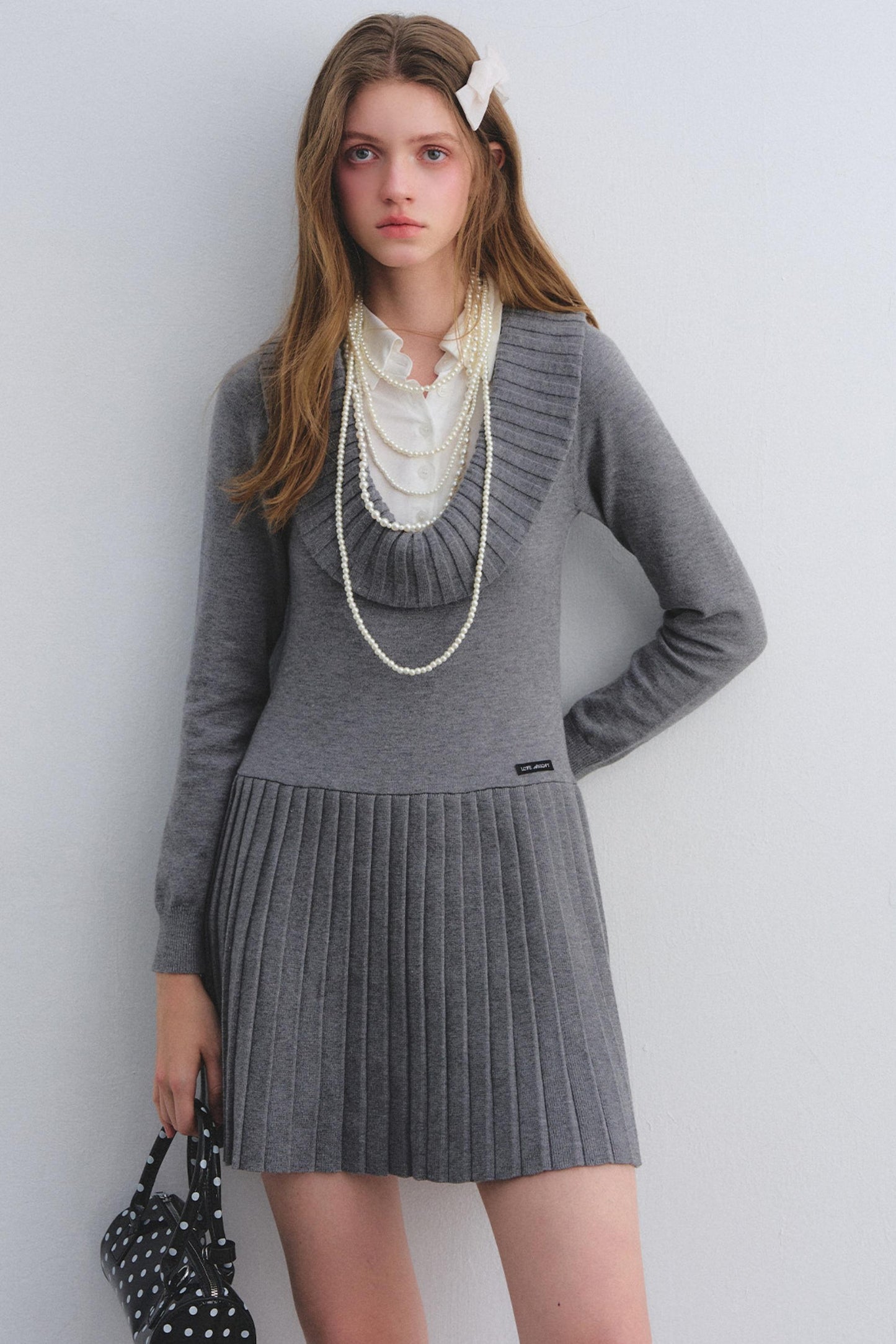 Patchwork Knitted Pleated Dress