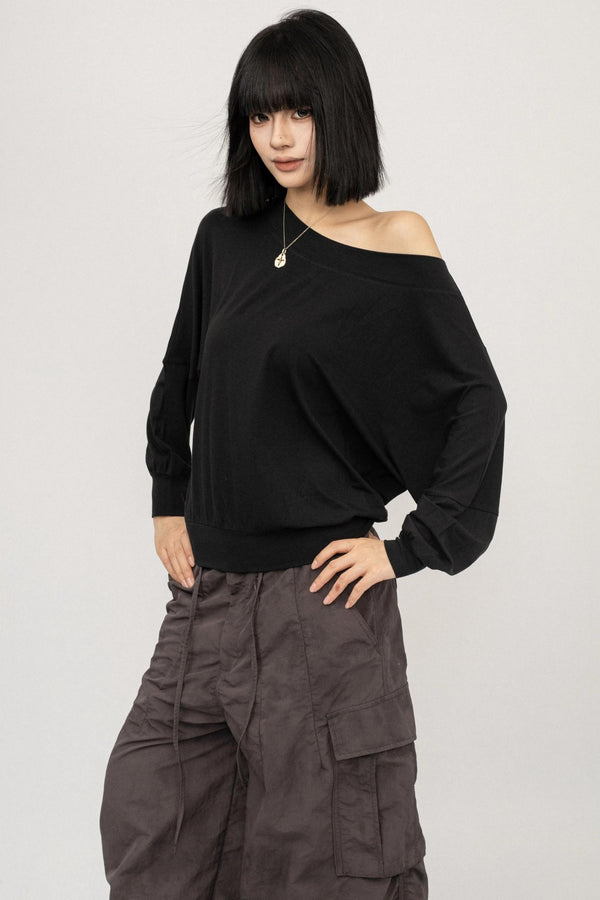Autumn Off-Shoulder Long T-Shirt