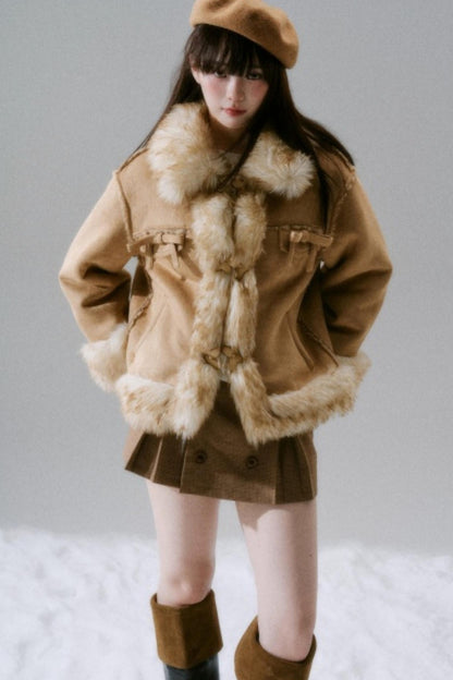 Eco-Friendly Fur Bow Coat