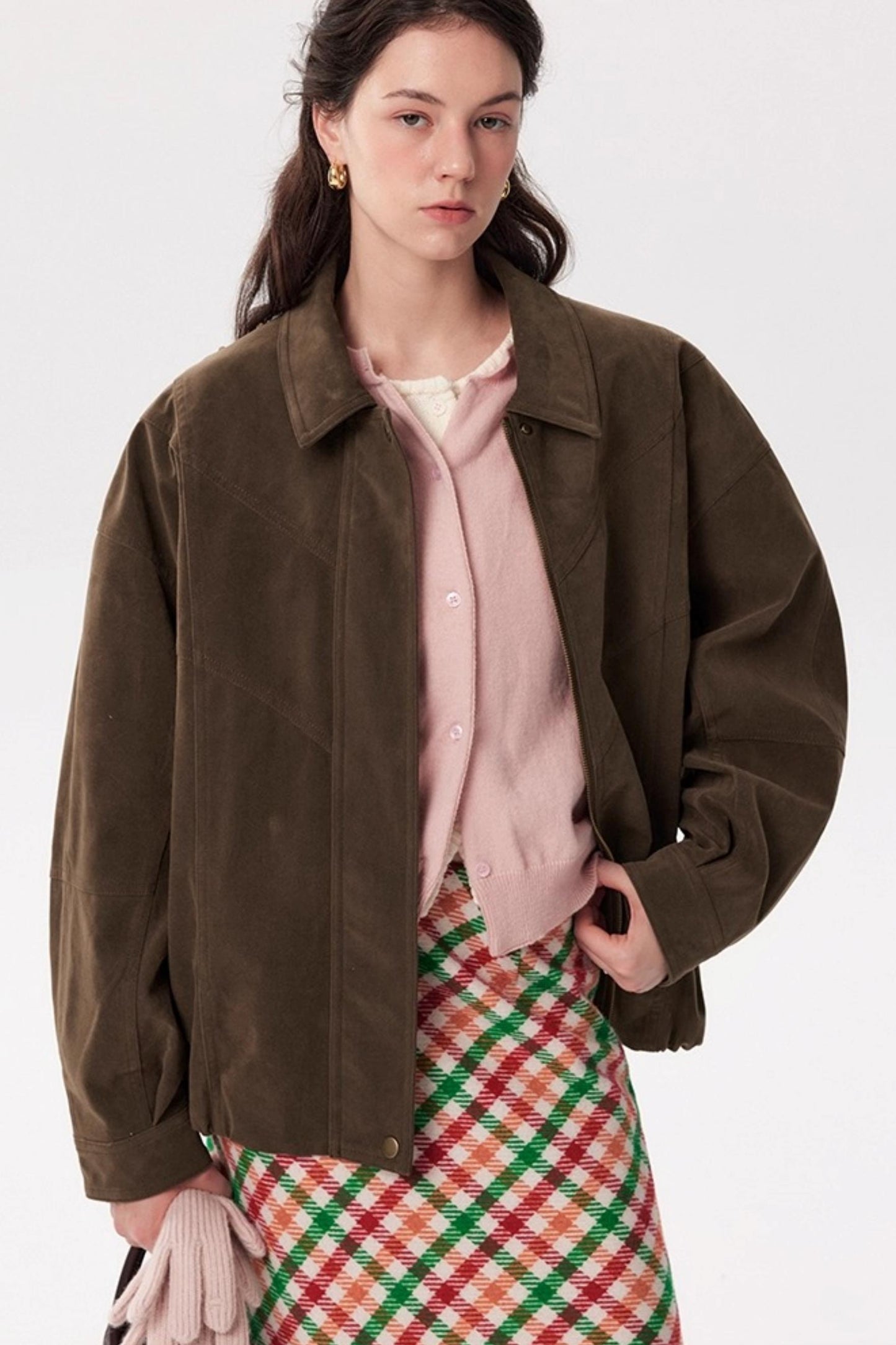 Muffin Cocoa Suede Lapel Jacket