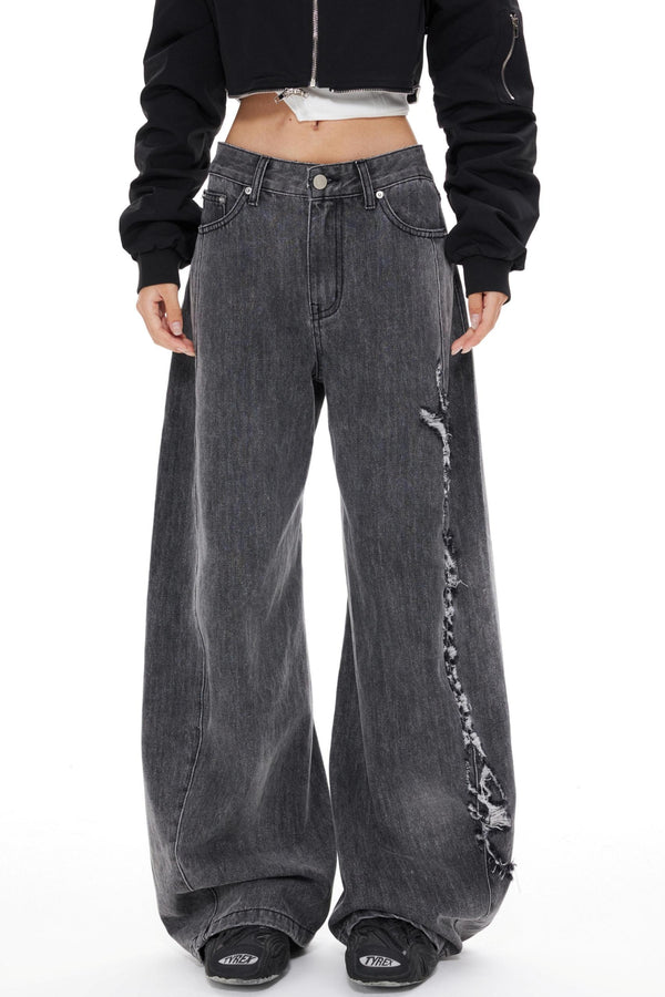 Blue Distressed Denim Pants