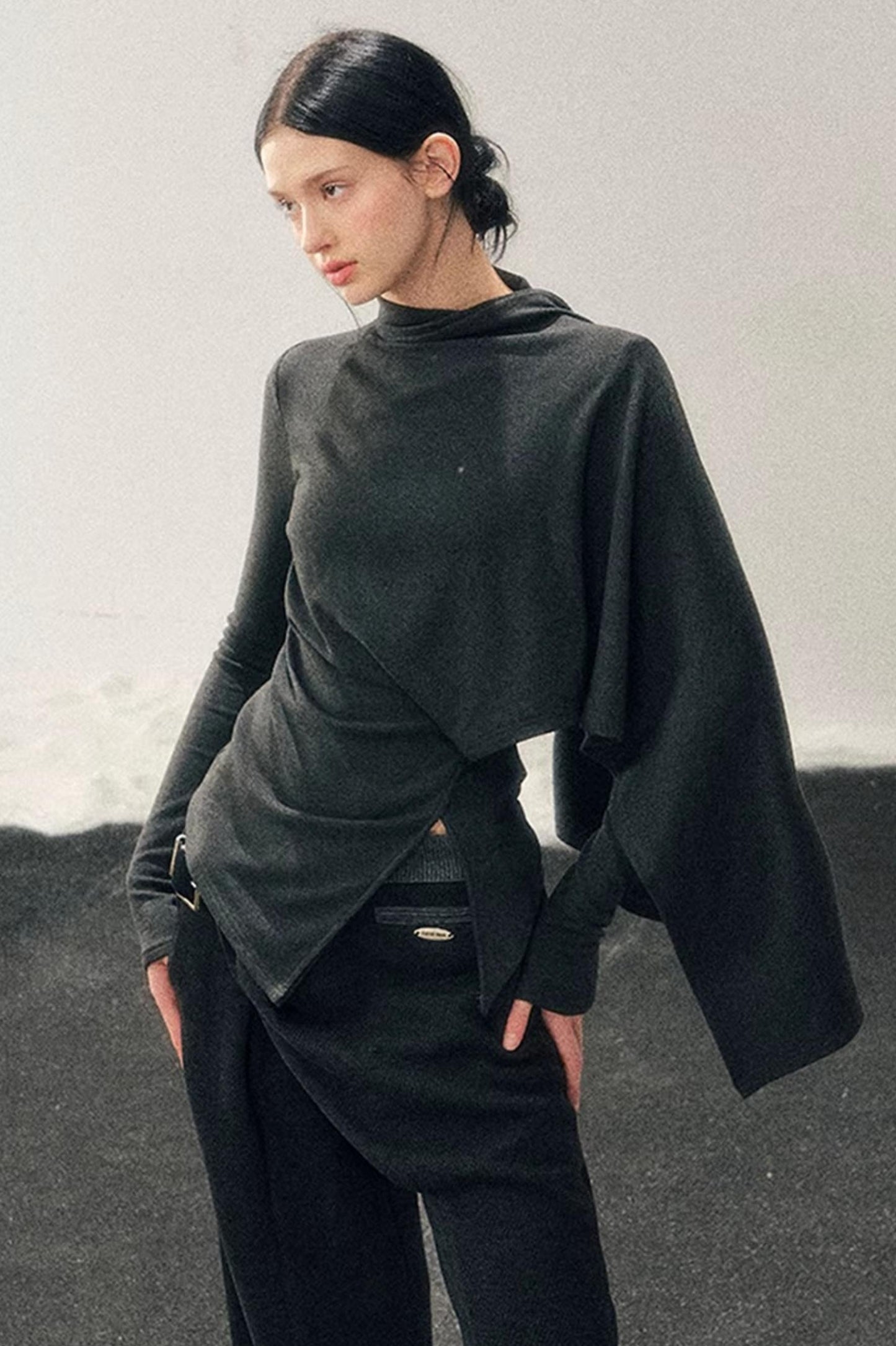 Irregular Waist-Cinching Winter Top