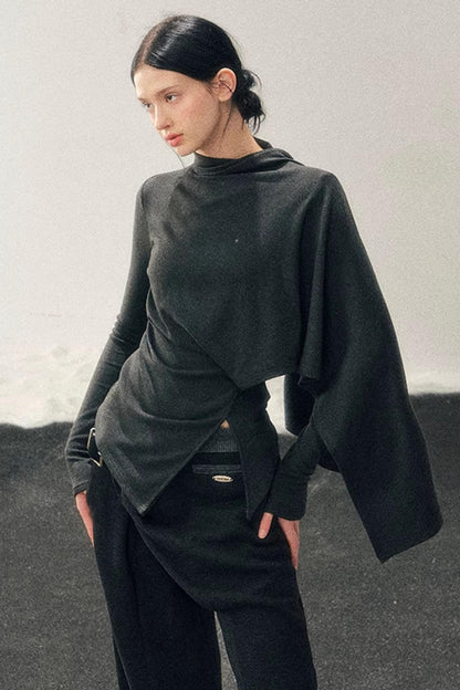 Irregular Waist-Cinching Winter Top