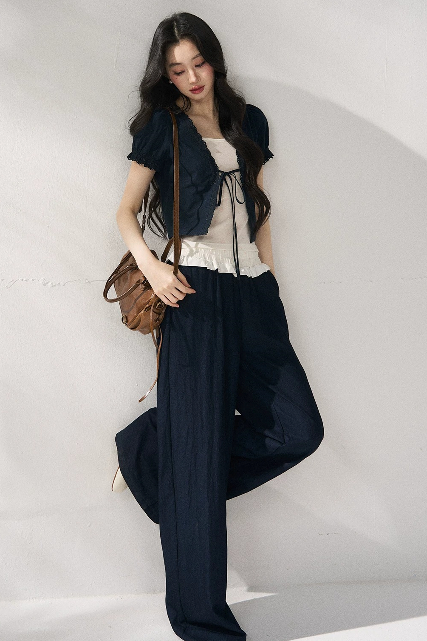 Floral Lace Suspender Cardigan Set-Up
