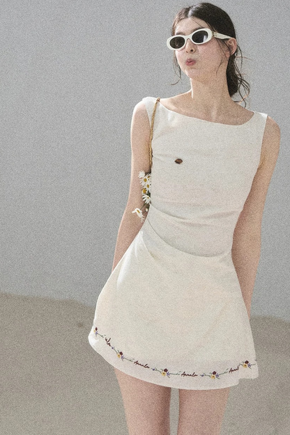 French Embroidery A-Line Dress