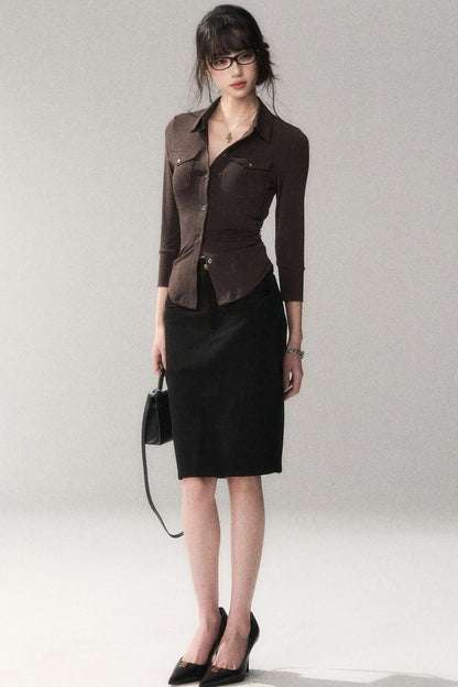 Gao Shu Stretchy Slim Shirt