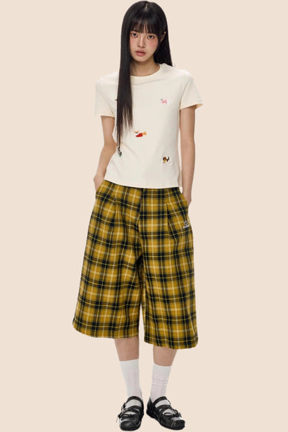 American Plaid Cropped Pants