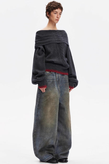 Vintage Yellow Distressed Jeans