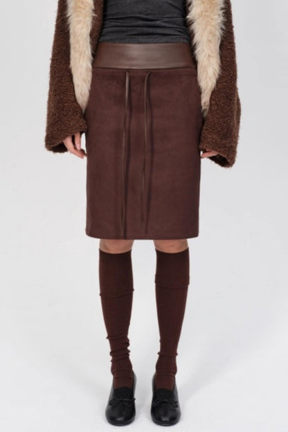Winter Retro Suede Midi Skirt