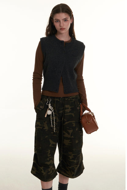 Retro High Waist Camouflage Cargo Pants