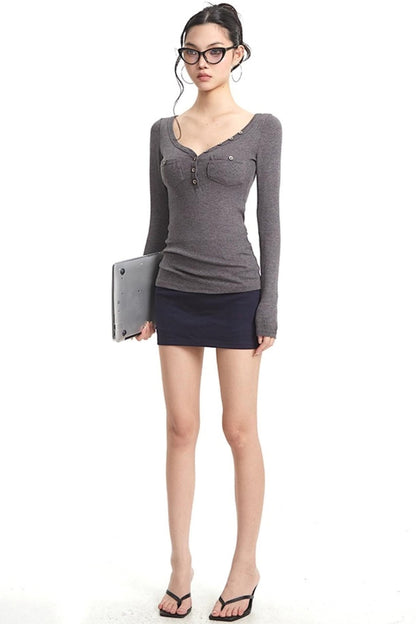 Slim Knit Long Sleeve Shirt