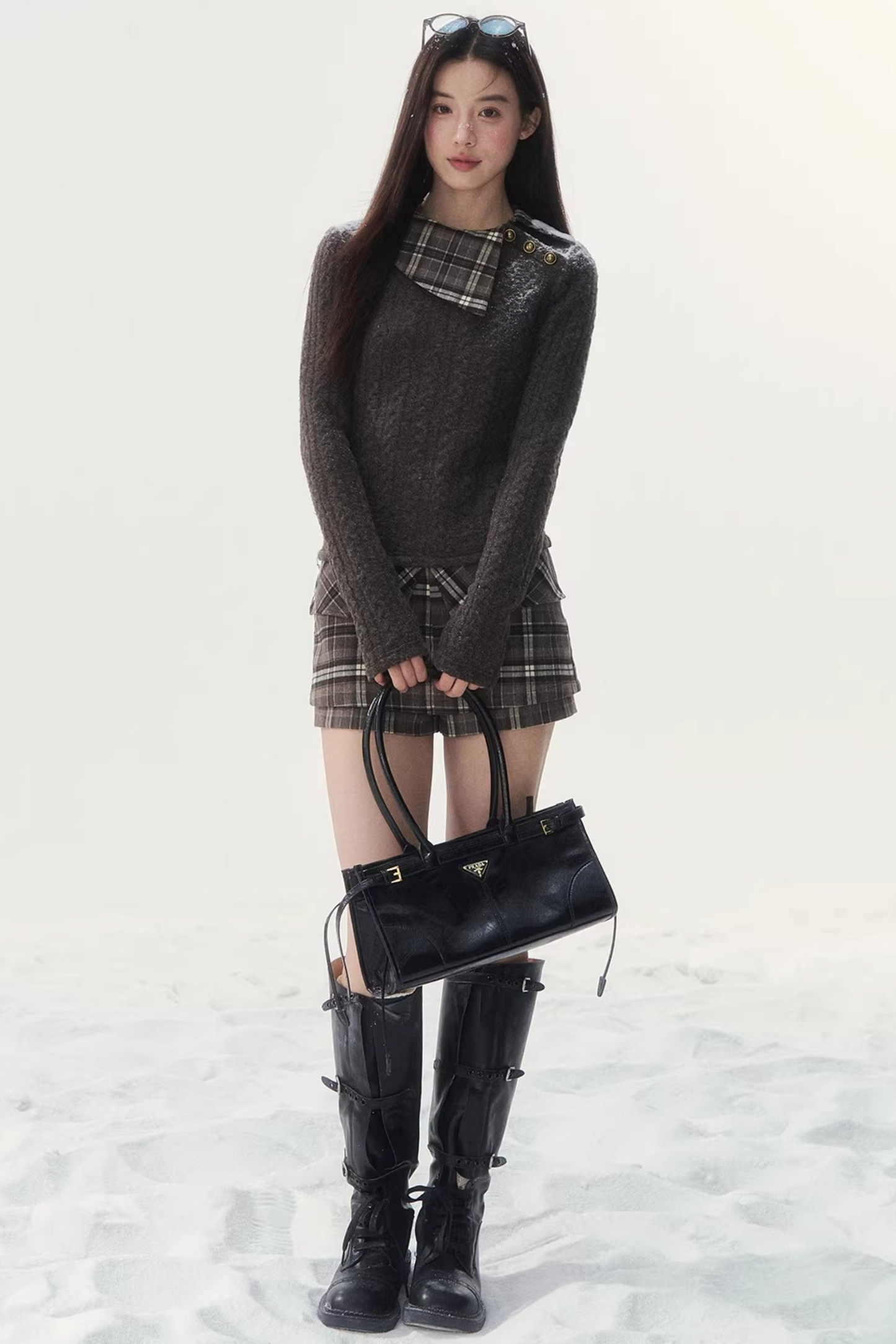 Retro Plaid Knitted Sweater