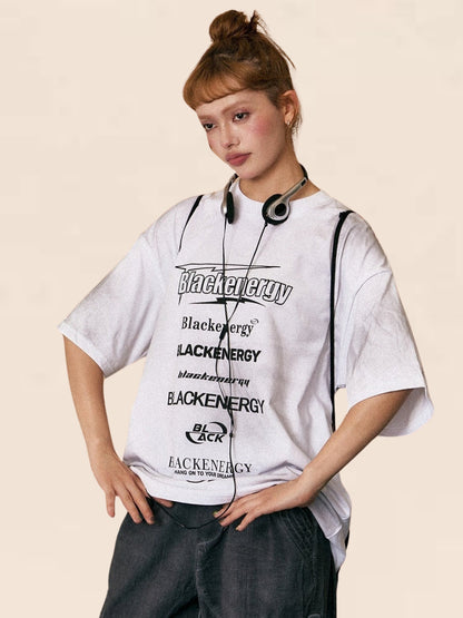 Distressed Slogan Print T-Shirt