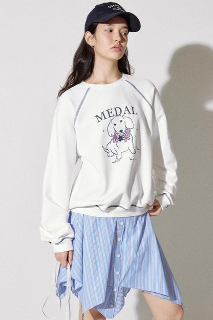 Playful Puppy Print Sweatshirt