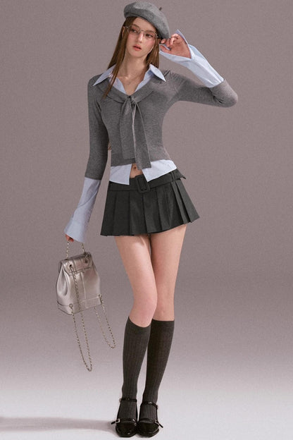 Fake Layer Slim Knit Top