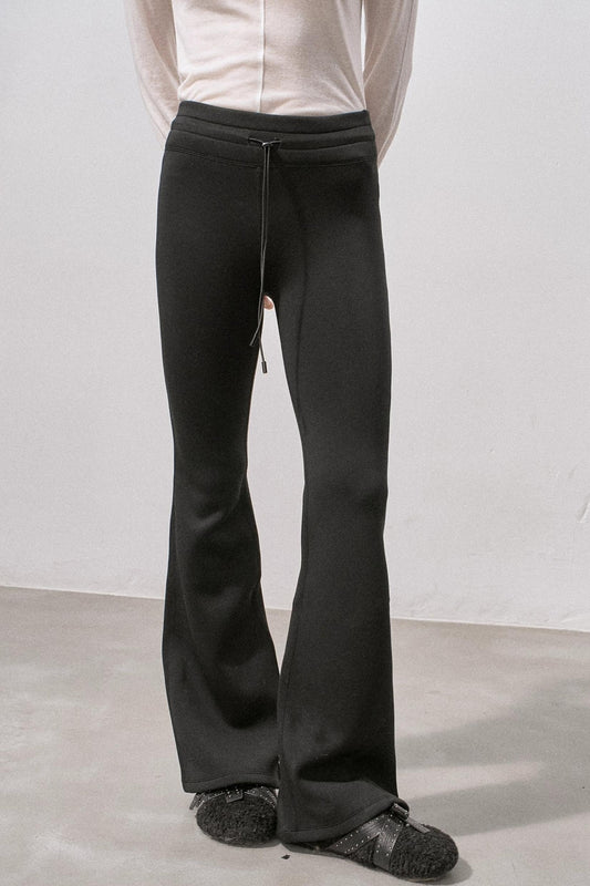 Black Micro-Stretch Flared Pants