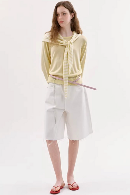 Tencel Striped Knit Shawl Set