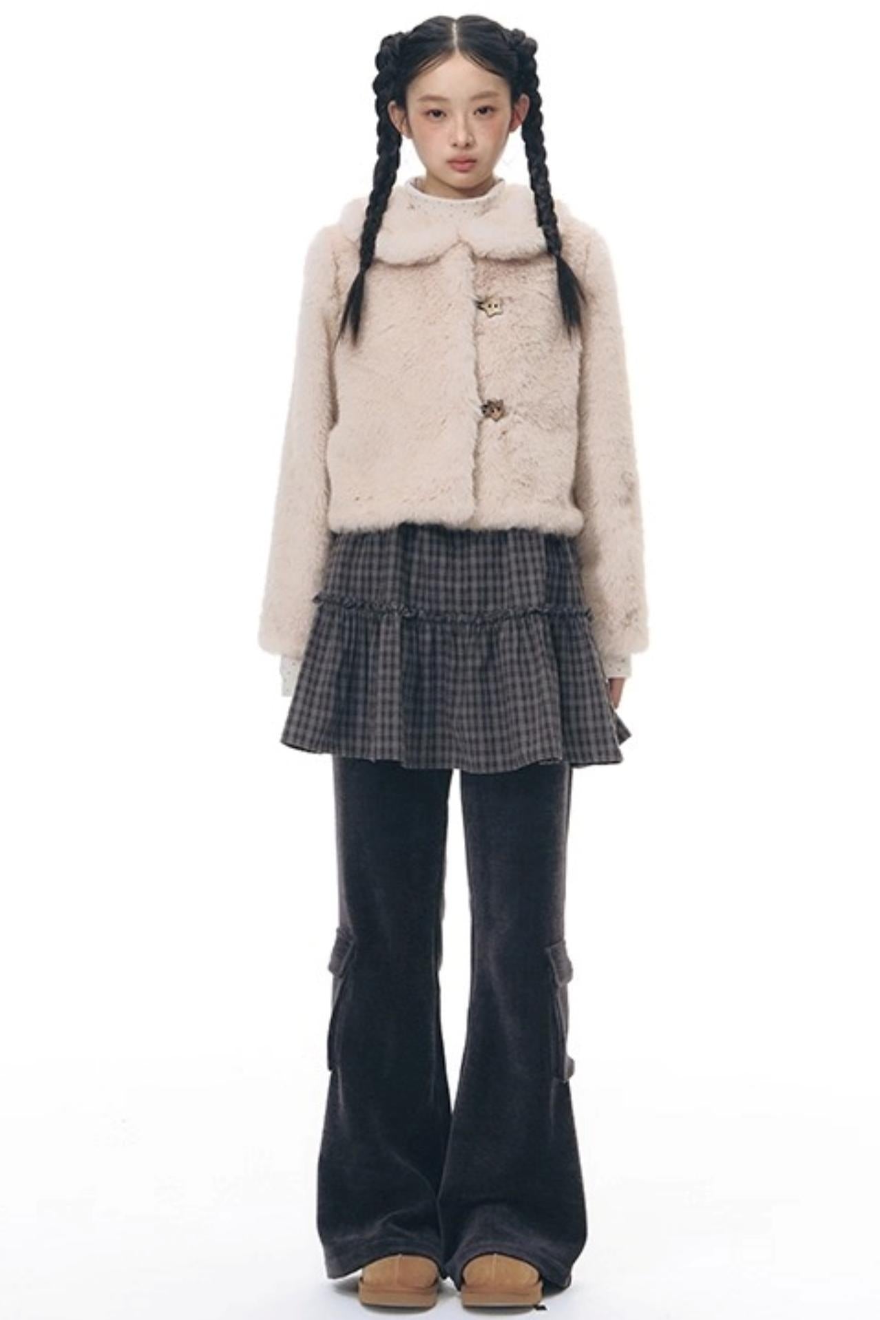 Faux Fur Doll Collar Jacket