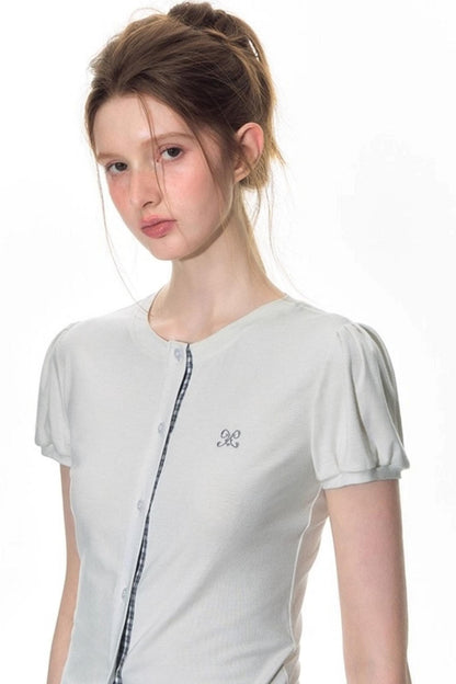 Original Slim Short Sleeve  Plaid Panelled Skirt Set-Up