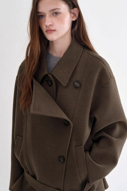 Woolen Double Placket Coat
