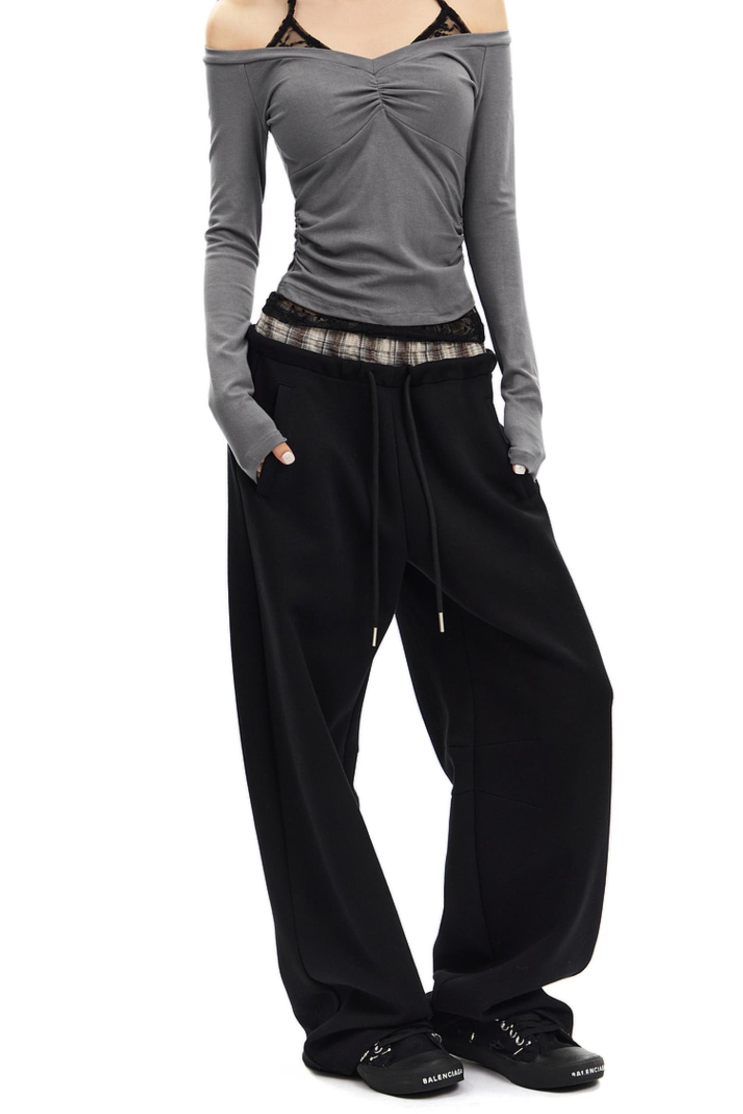 Contrasting Loose Draped Pants