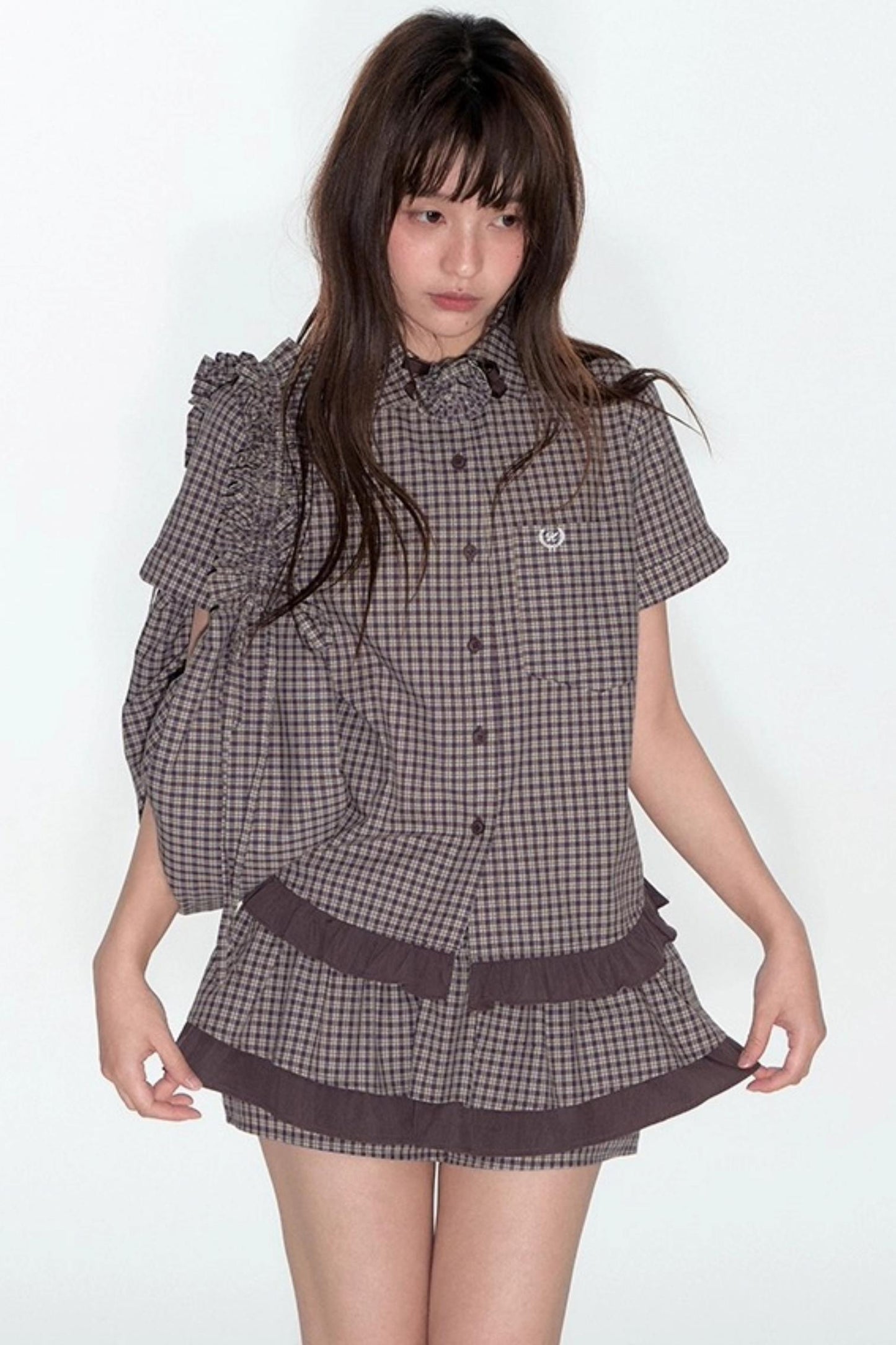 Original Plaid Doll Collar Two-Piece Set-Up
