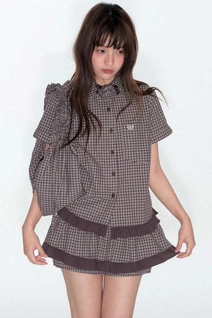 Original Plaid Doll Collar Two-Piece Set-Up