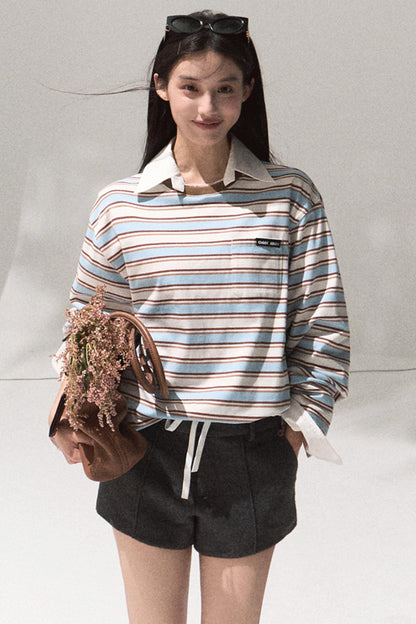 Contrasting Striped Cotton Top