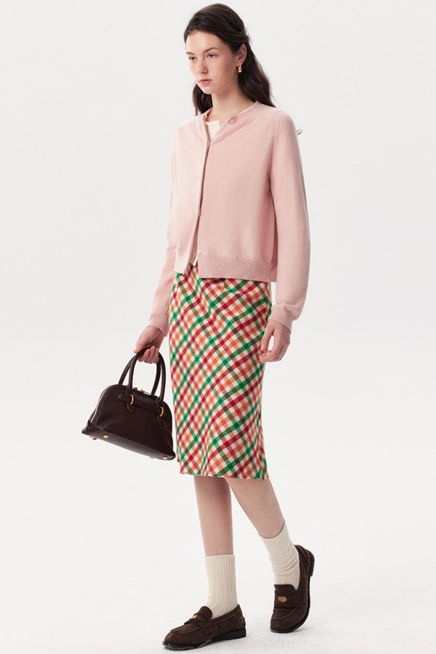 New Diagonal Plaid A-Line Skirt