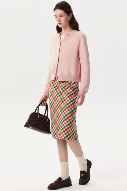 New Diagonal Plaid A-Line Skirt