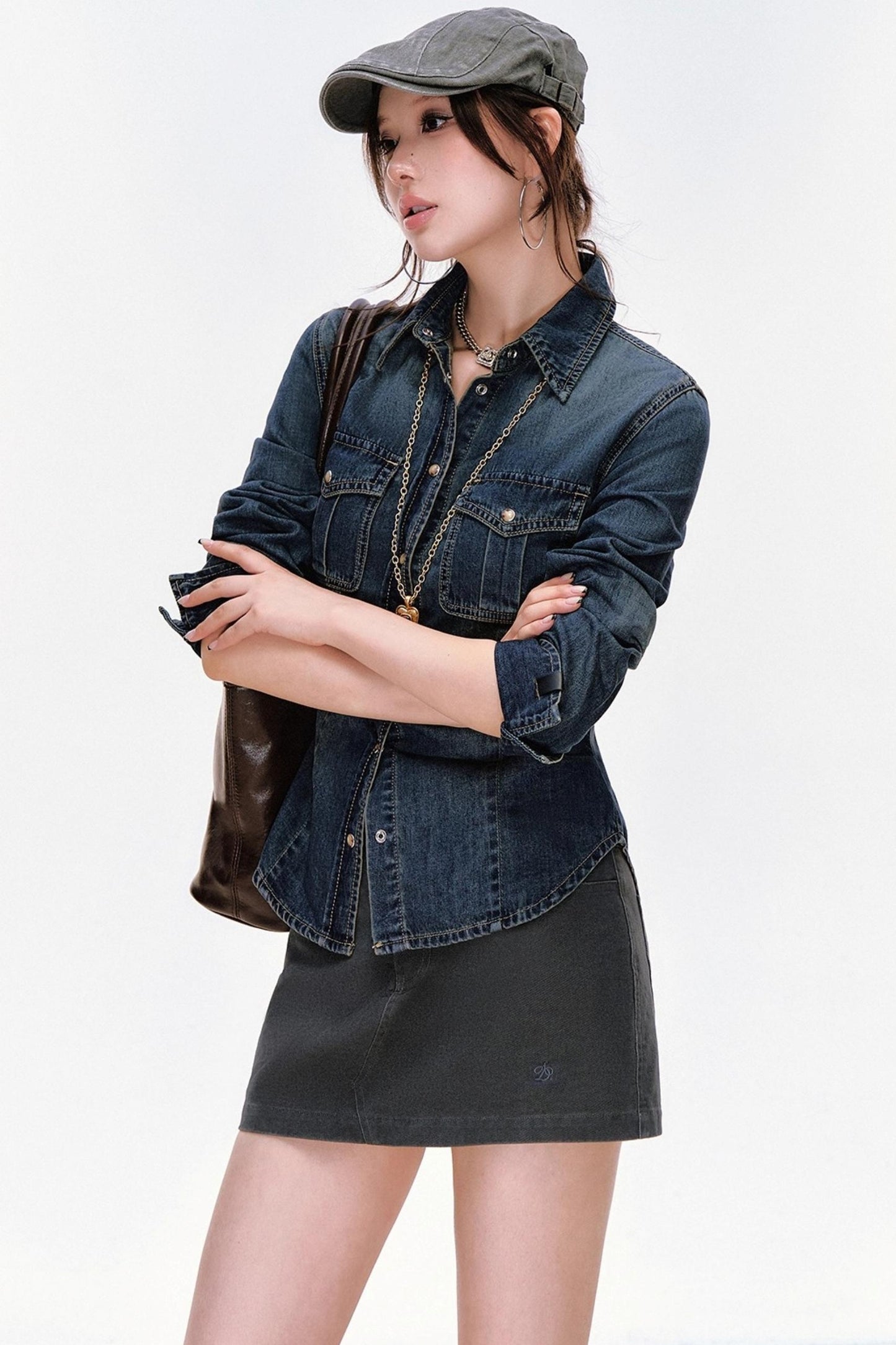 Waist-Cinching Denim Jacket