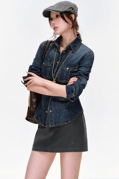 Waist-Cinching Denim Jacket