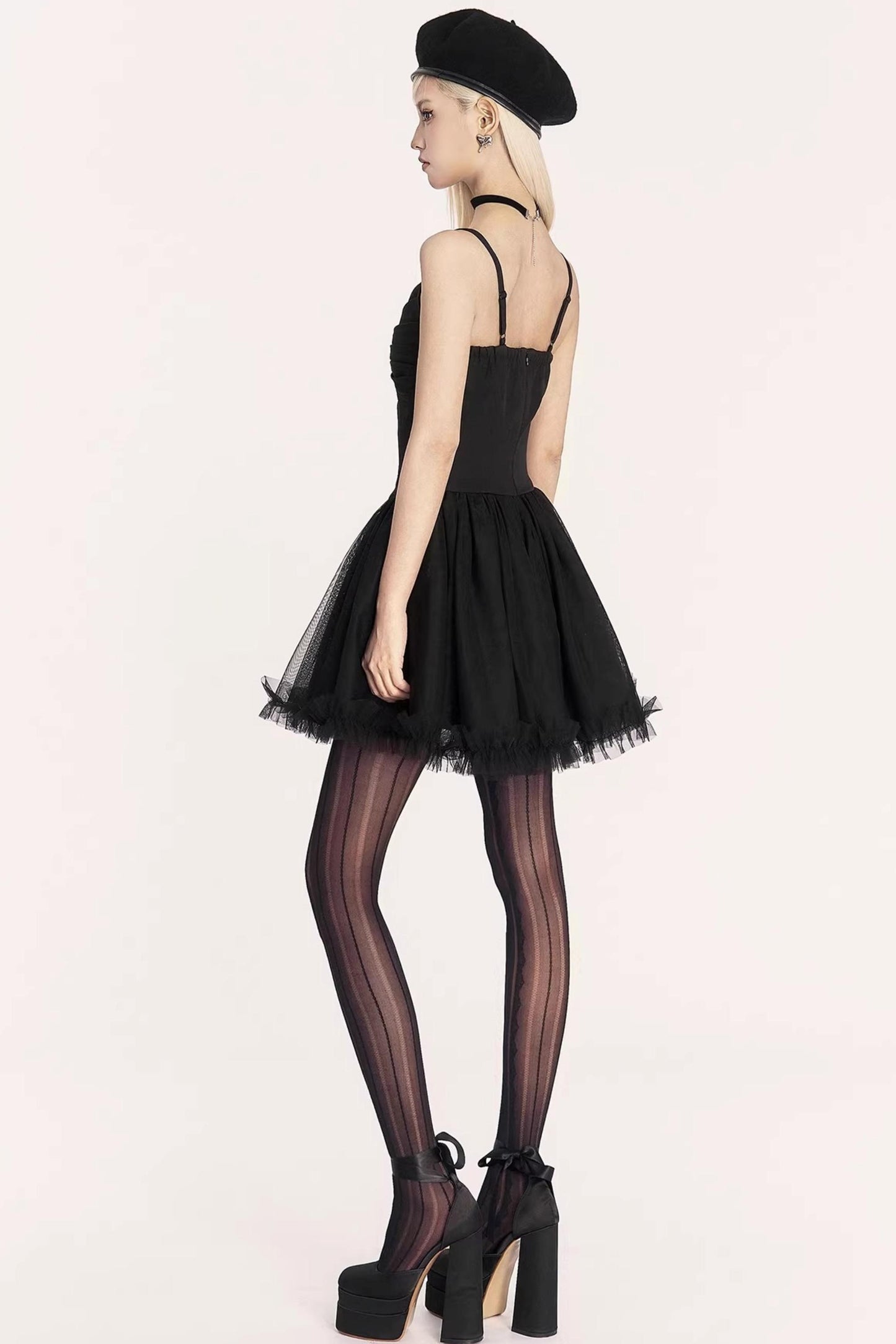 Dark Medieval Pleated Gauze Dress