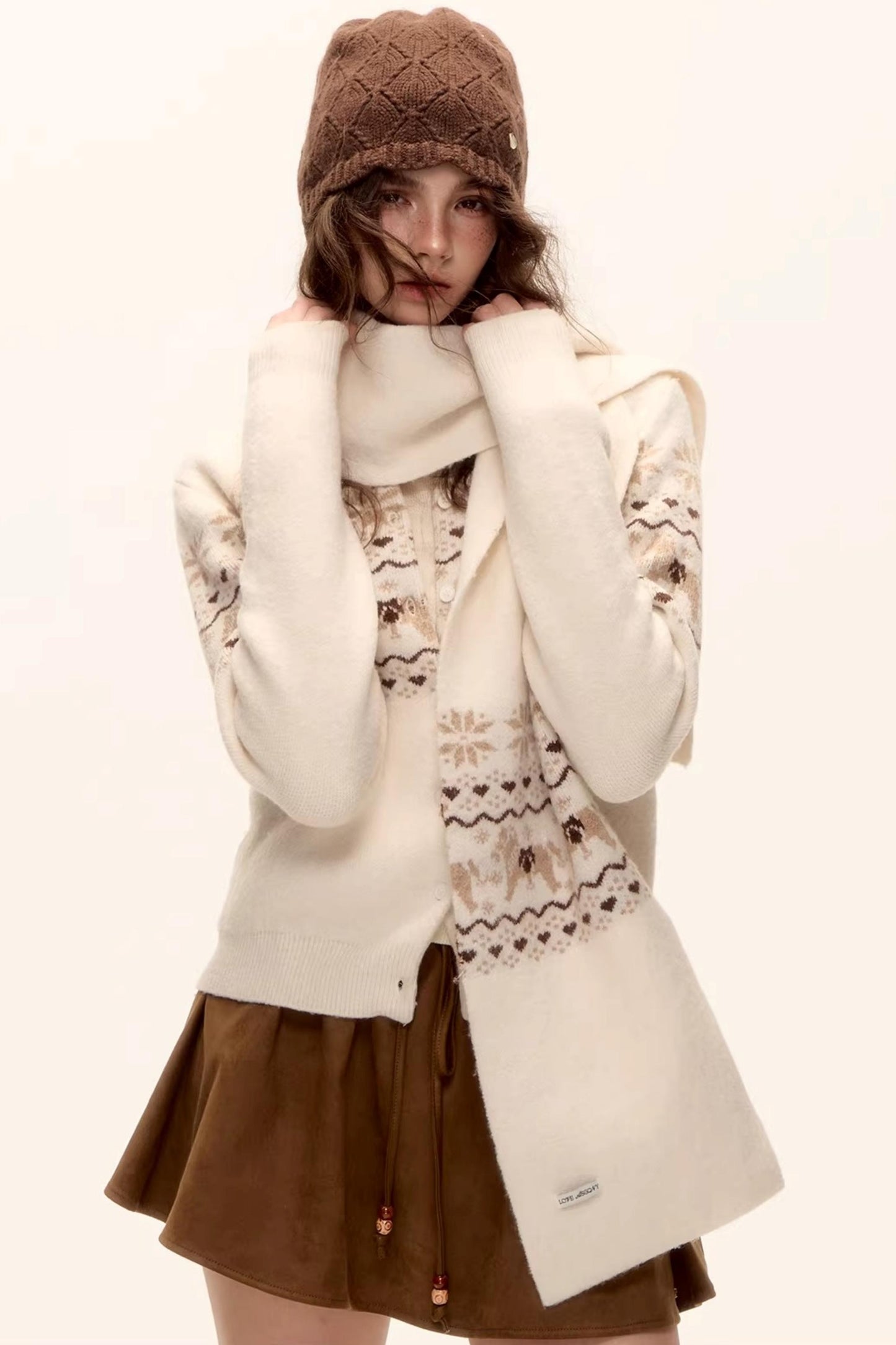 Jacquard Knit Cardigan Set