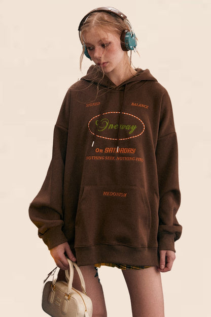 Loose Fit Embroidered Hoodie Sweatshirt