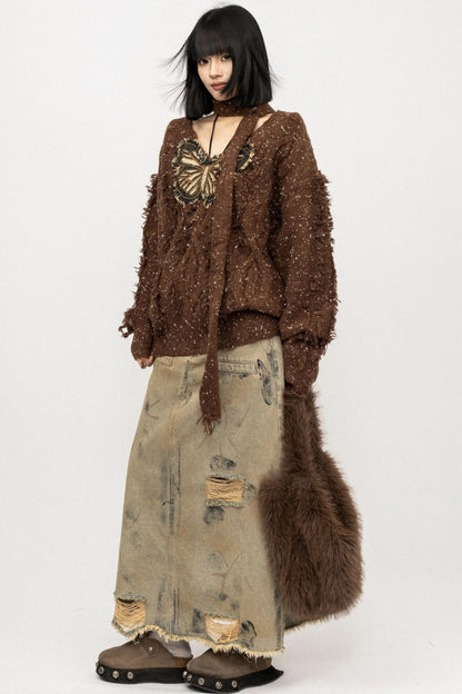 Butterfly Embroidered Knitted Sweater