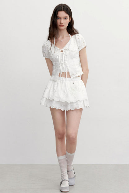 Vintage Lace Flower Asymmetrical Skirt Set-Up