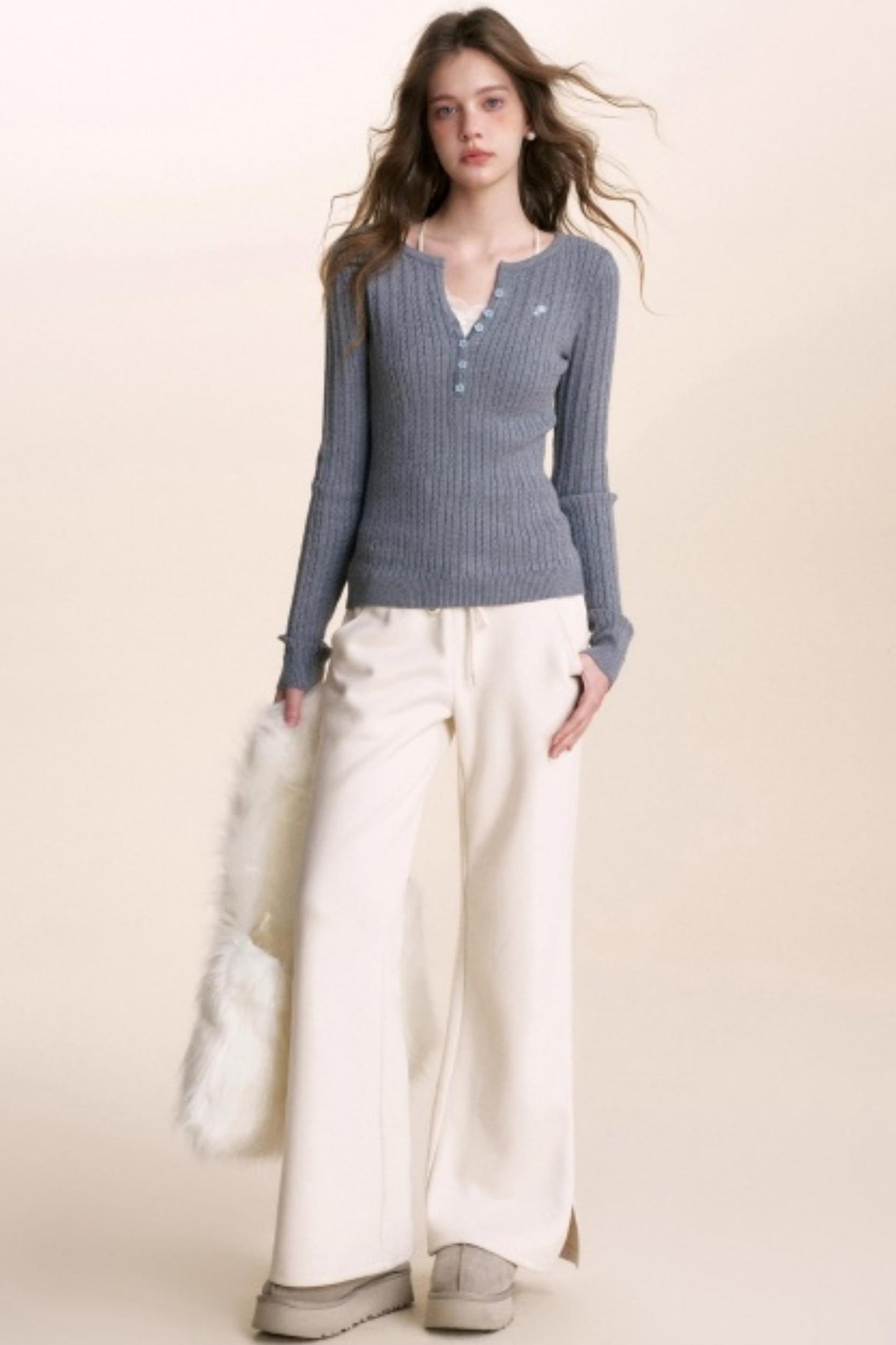 Fine Cable Knit Cardigan