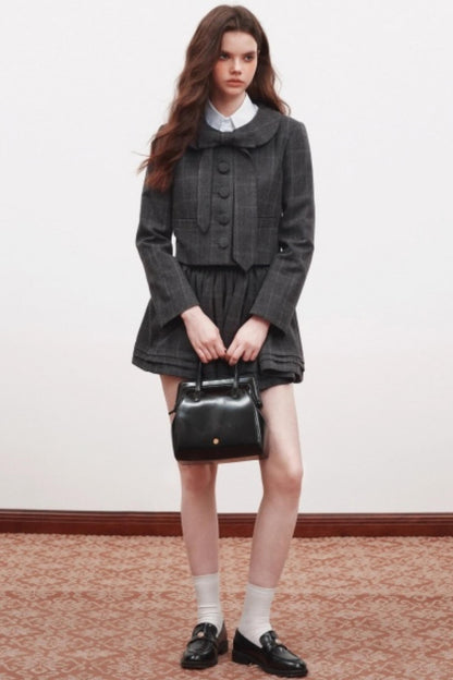 High-Waisted Pleated Puffy A-Line Skirt Set-Up