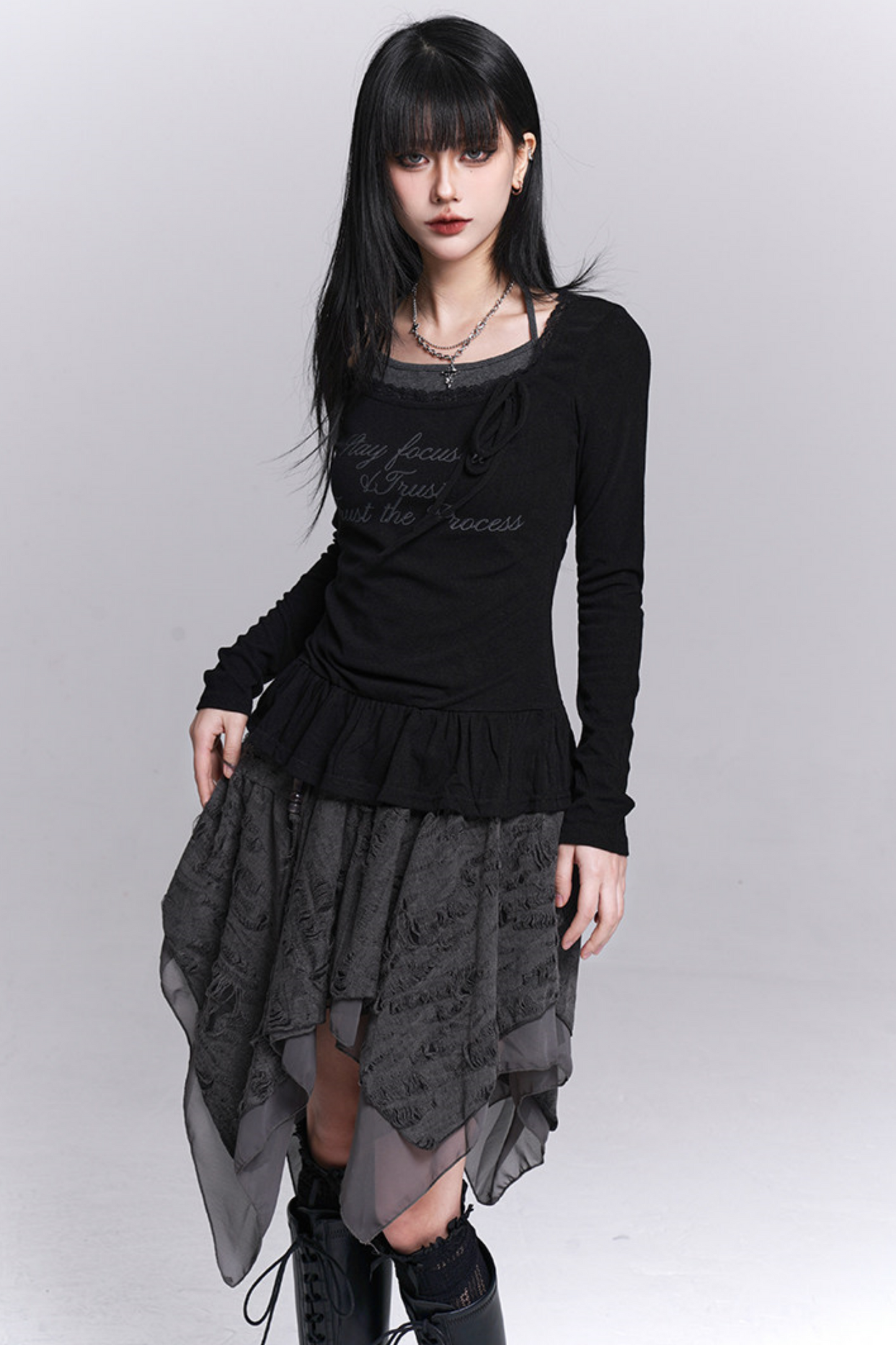 Black Halter Neck Two-Piece Top