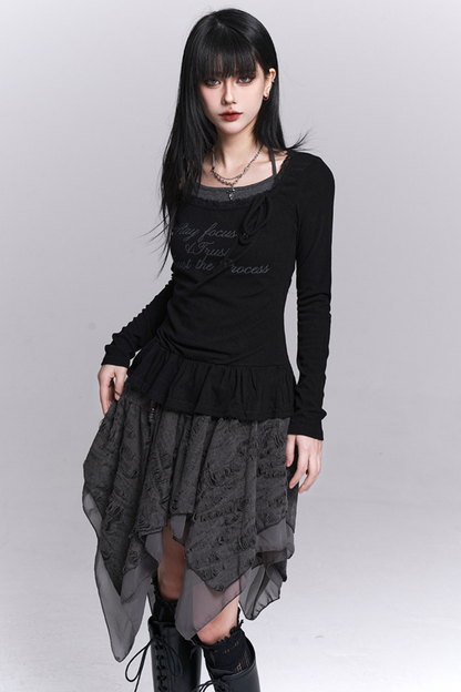 Black Halter Neck Two-Piece Top