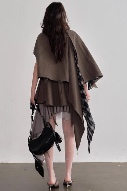 Pleated Linen Lace Skirt