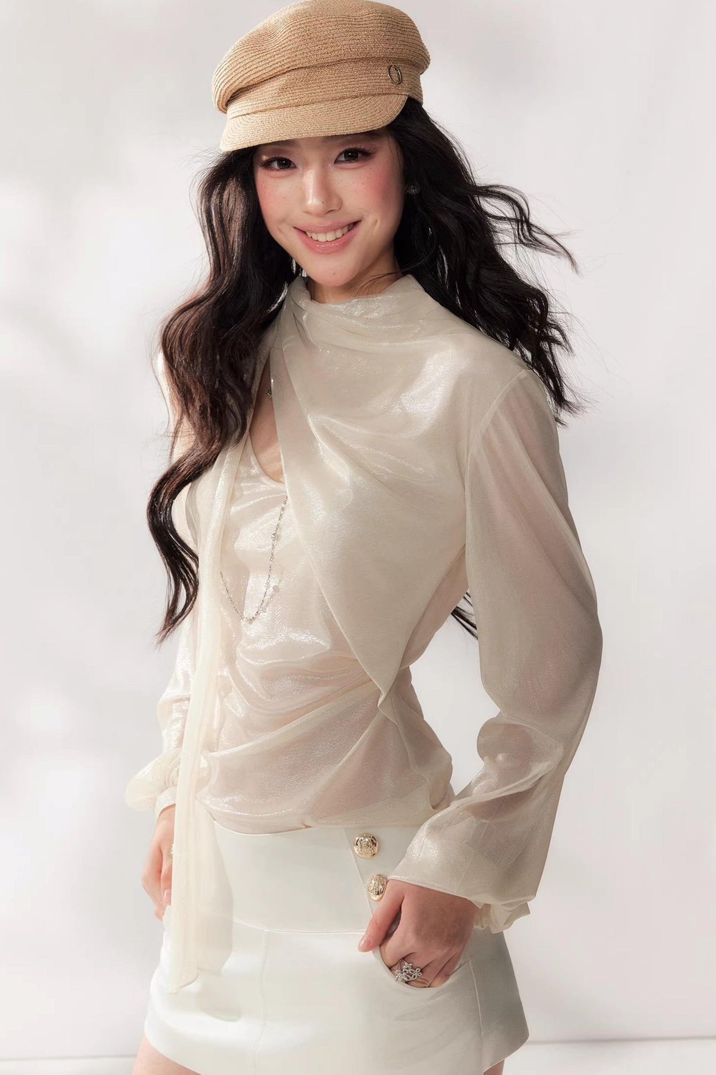 Camicetta in chiffon plissettato