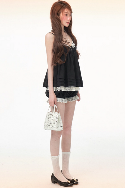 Color-Block Lace Strap Top Set-Up