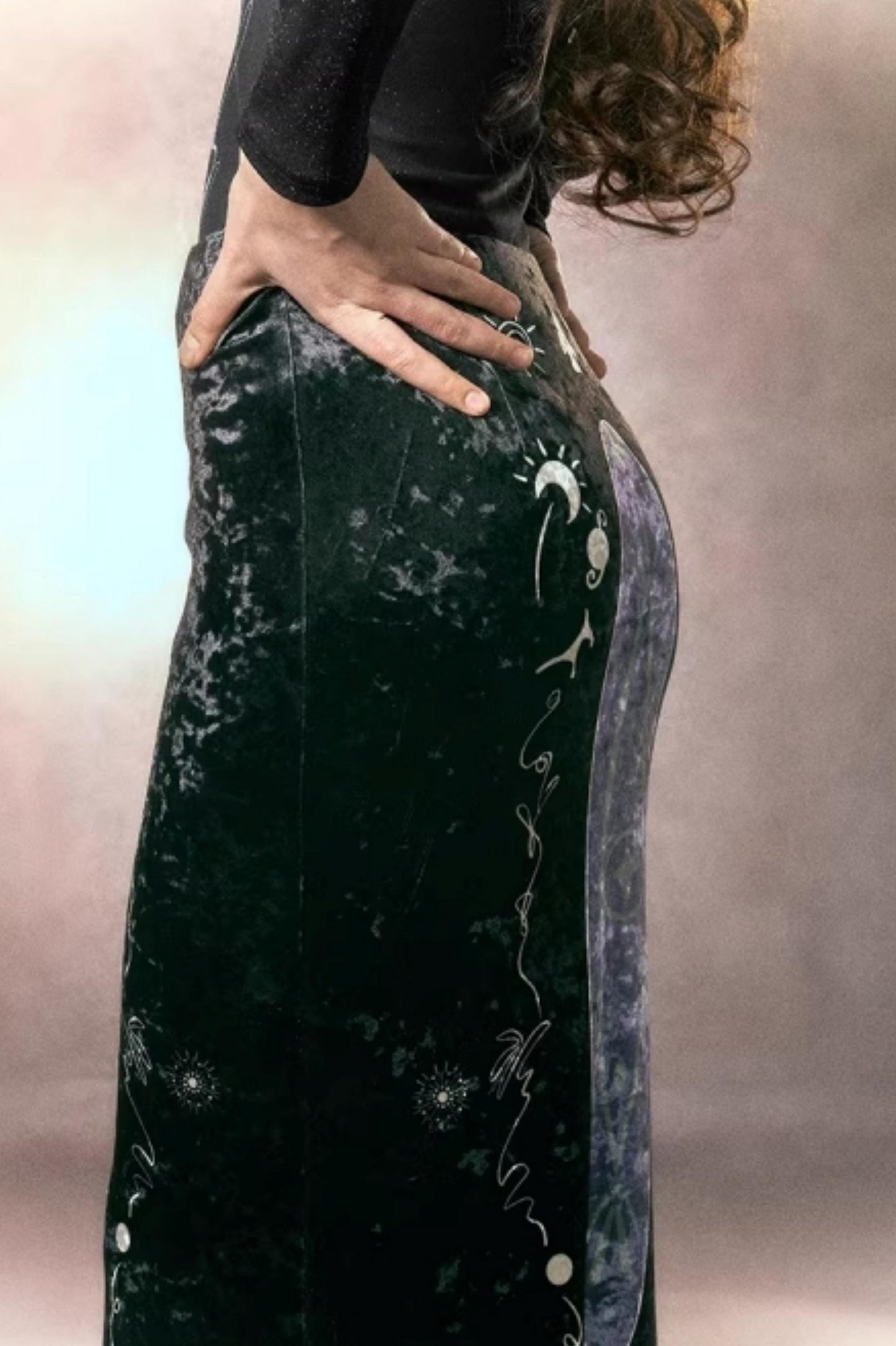 Hand-Painted Velvet Fishtail Skirt