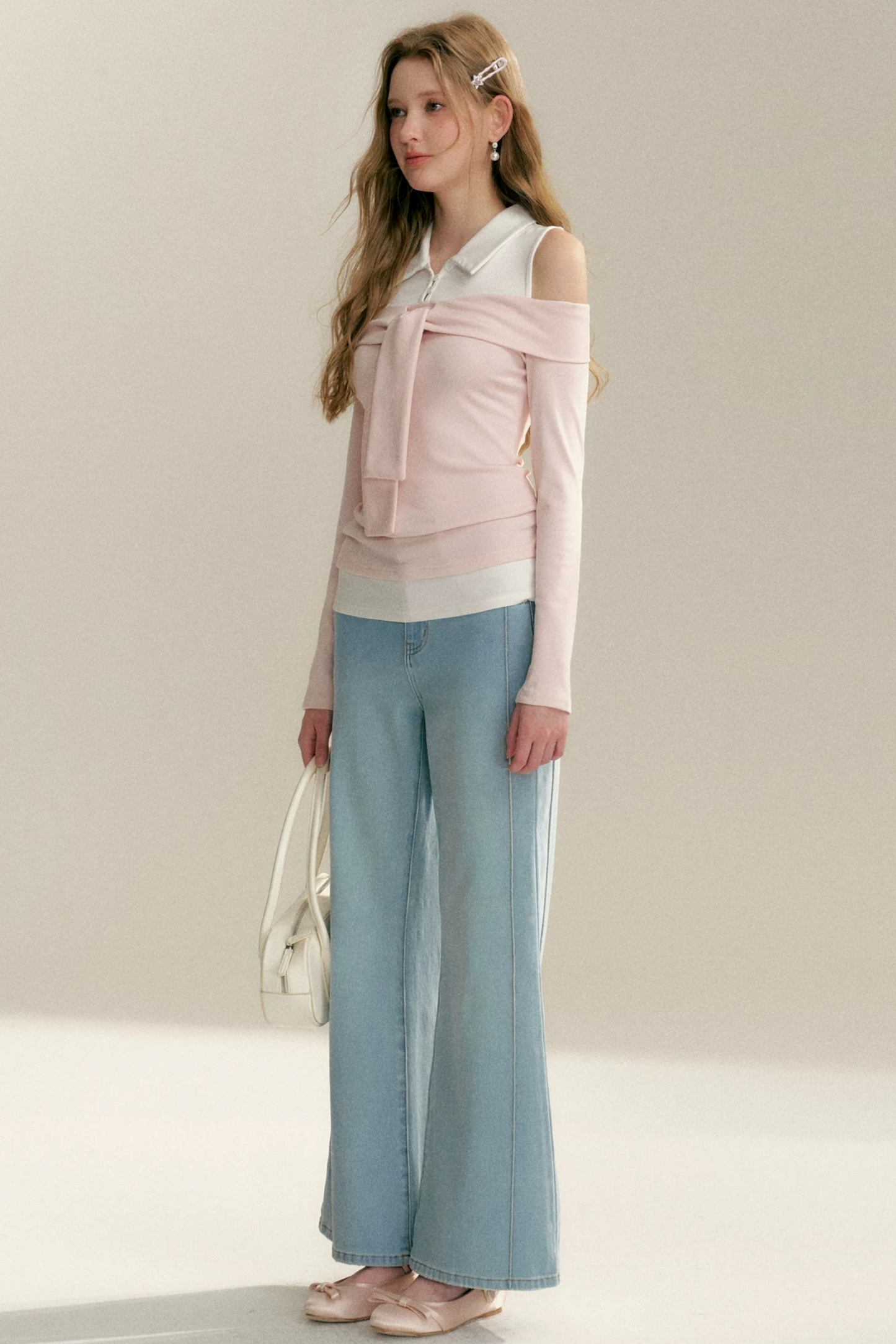 One-Shoulder Tie Patchwork Top