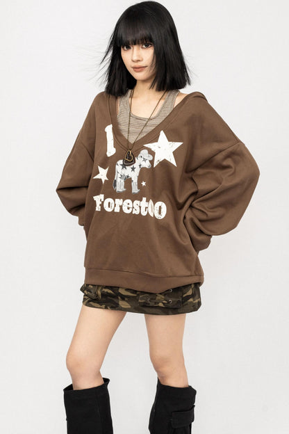 Slanted Shoulder Sweatshirt