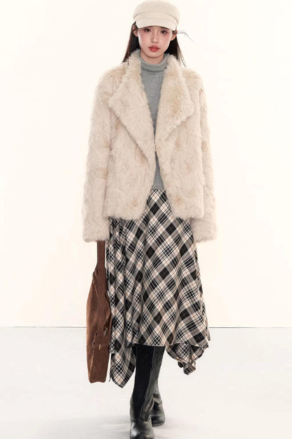 Plaid Asymmetrical A-Line Skirt